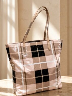 Kate Spade Pink Plaid Tote Bag EUC